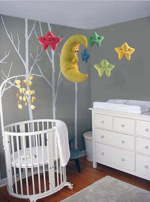 Plush Crescent Moon & Star Soft Sculpture for Mobiles & Decoration